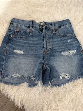 We The Free Distressed High-Rise Denim Shorts - Blue